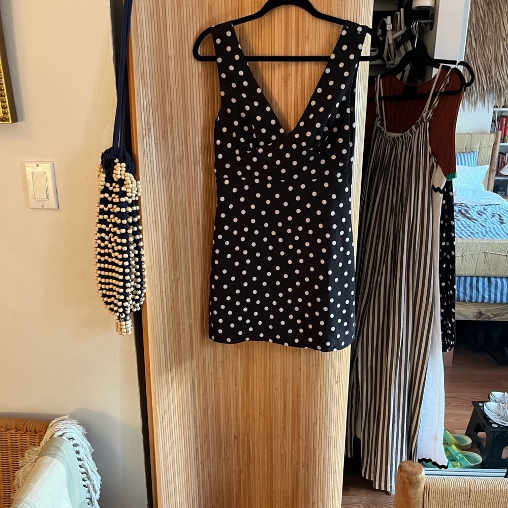 Ciao Lucia Manolo v neck Dress Black with White Polka Dots